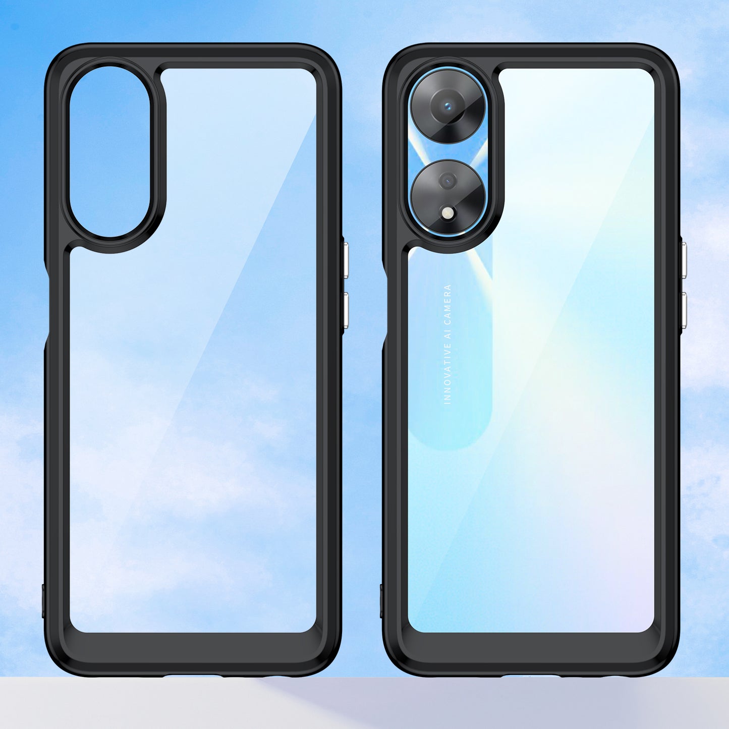 Cell Phone Shell for Oppo A58 5G , Anti-Dust TPU+Acrylic Phone Case Protective Cover