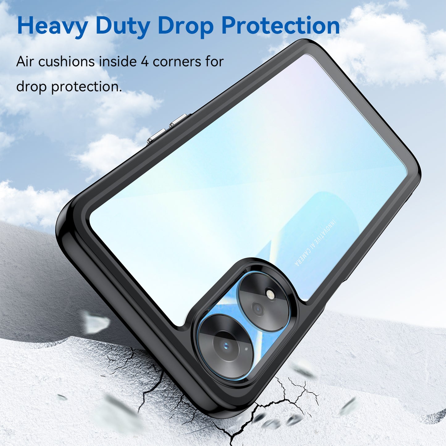 Cell Phone Shell for Oppo A58 5G , Anti-Dust TPU+Acrylic Phone Case Protective Cover