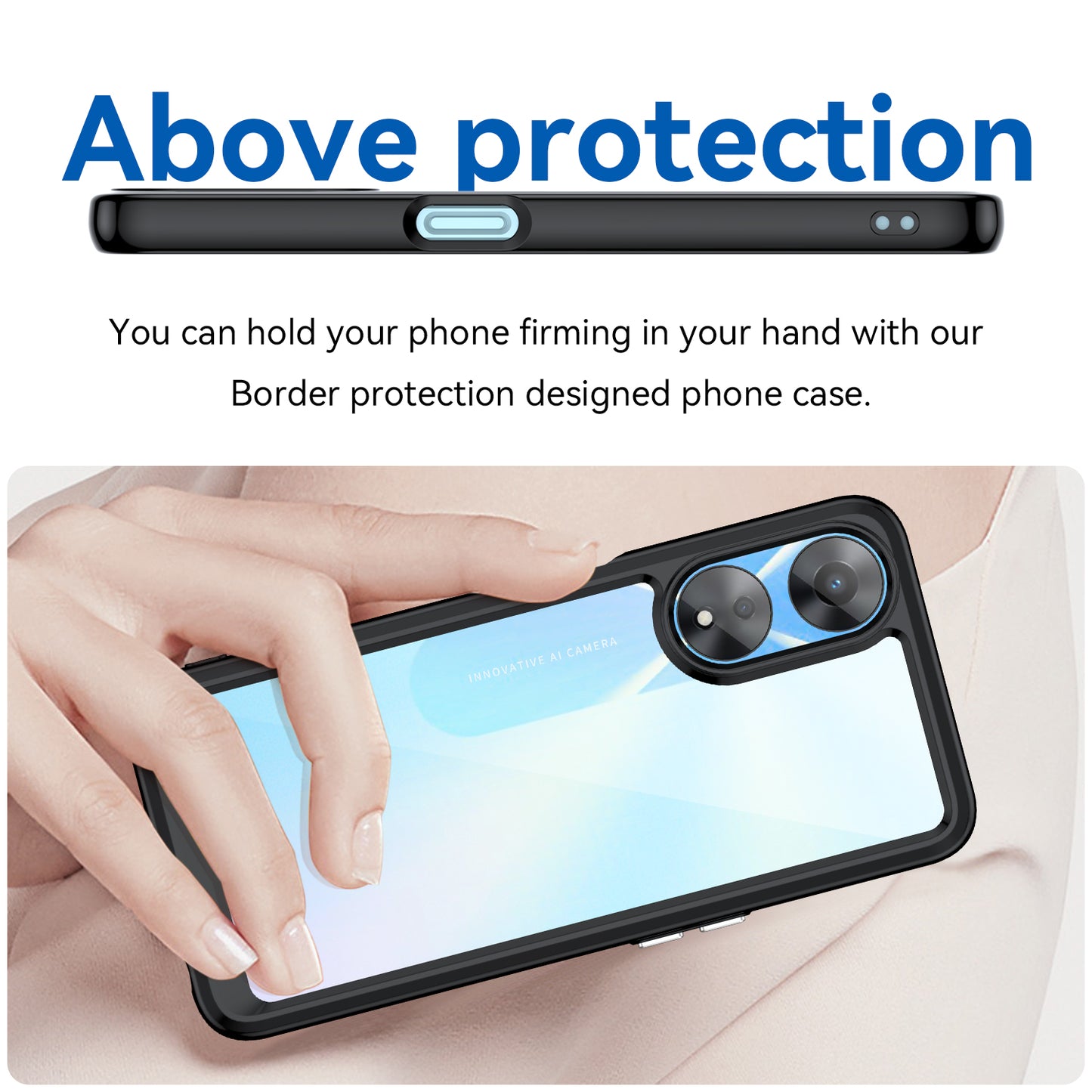 Cell Phone Shell for Oppo A58 5G , Anti-Dust TPU+Acrylic Phone Case Protective Cover