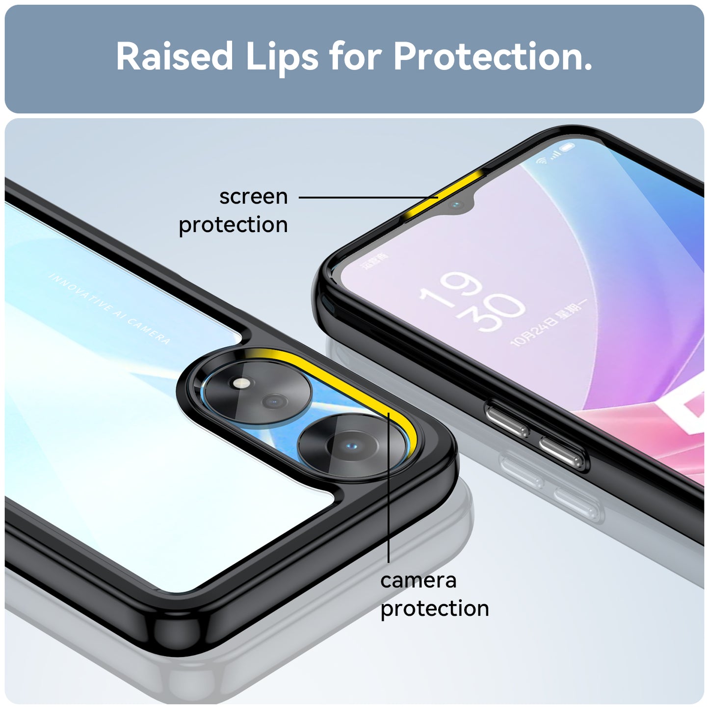 Cell Phone Shell for Oppo A58 5G , Anti-Dust TPU+Acrylic Phone Case Protective Cover