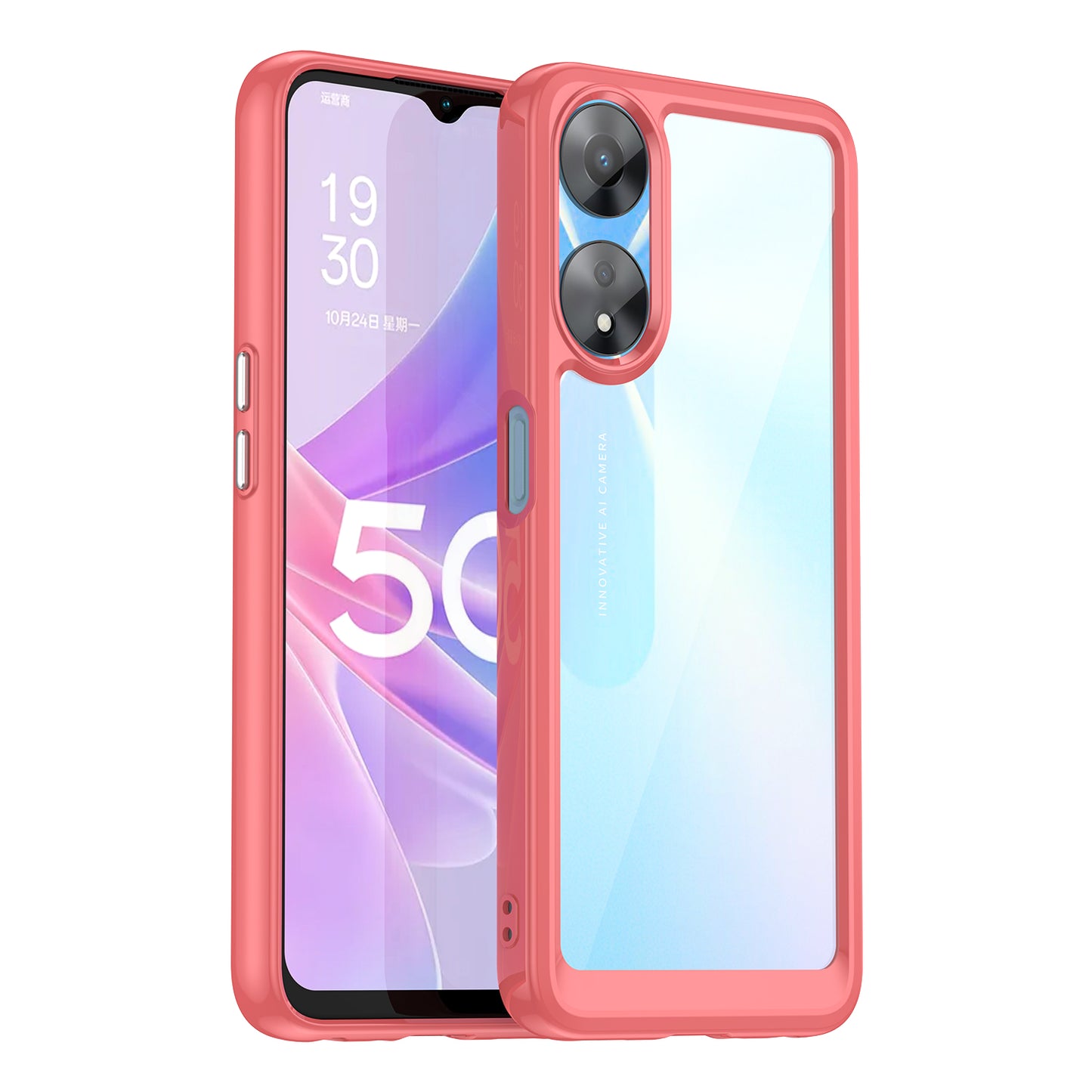 Cell Phone Shell for Oppo A58 5G , Anti-Dust TPU+Acrylic Phone Case Protective Cover