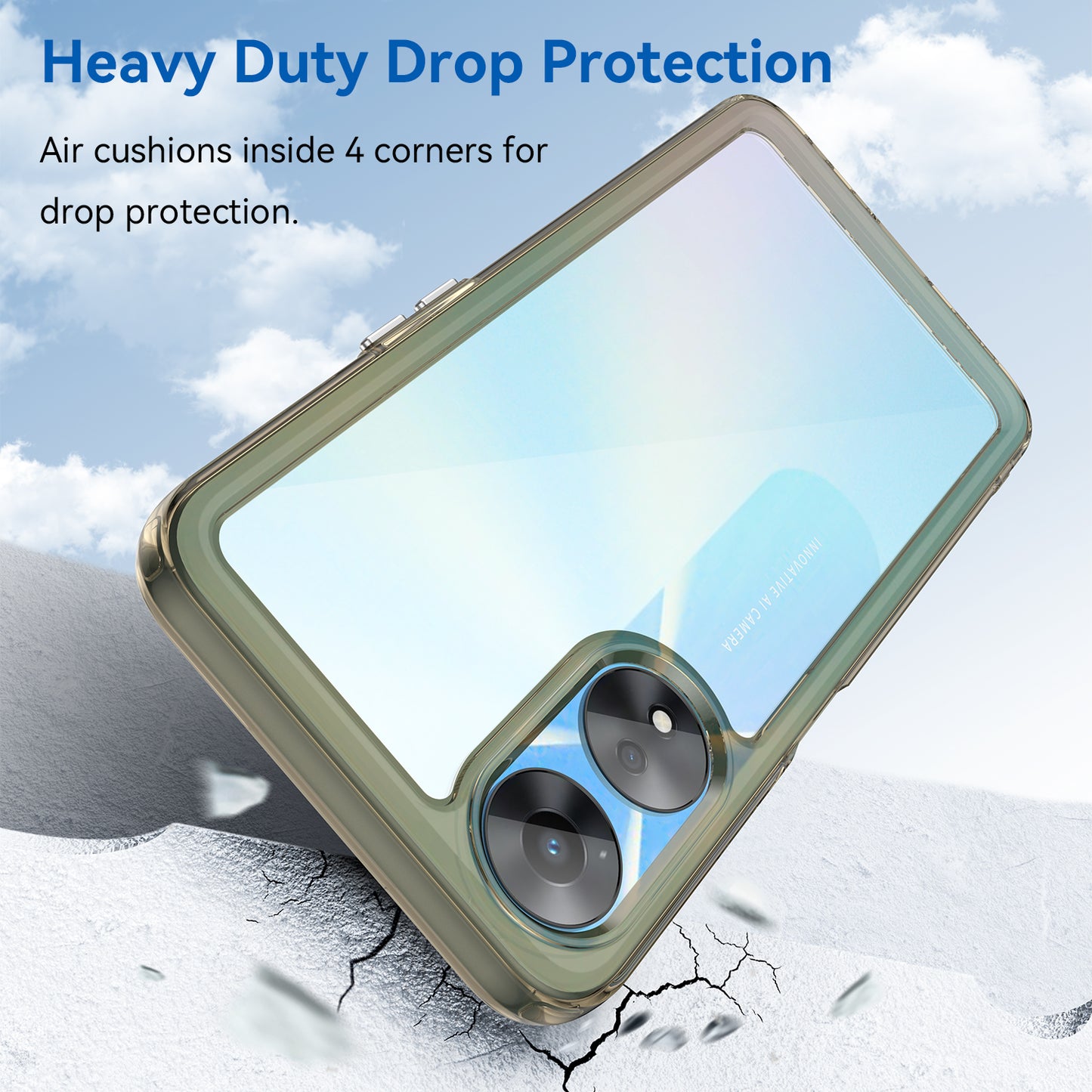 Cell Phone Shell for Oppo A58 5G , Anti-Dust TPU+Acrylic Phone Case Protective Cover