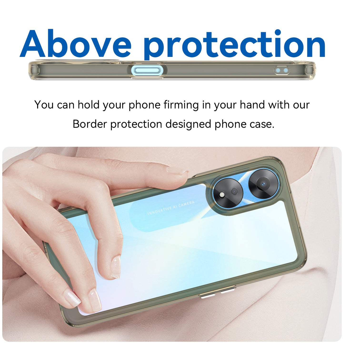 Cell Phone Shell for Oppo A58 5G , Anti-Dust TPU+Acrylic Phone Case Protective Cover