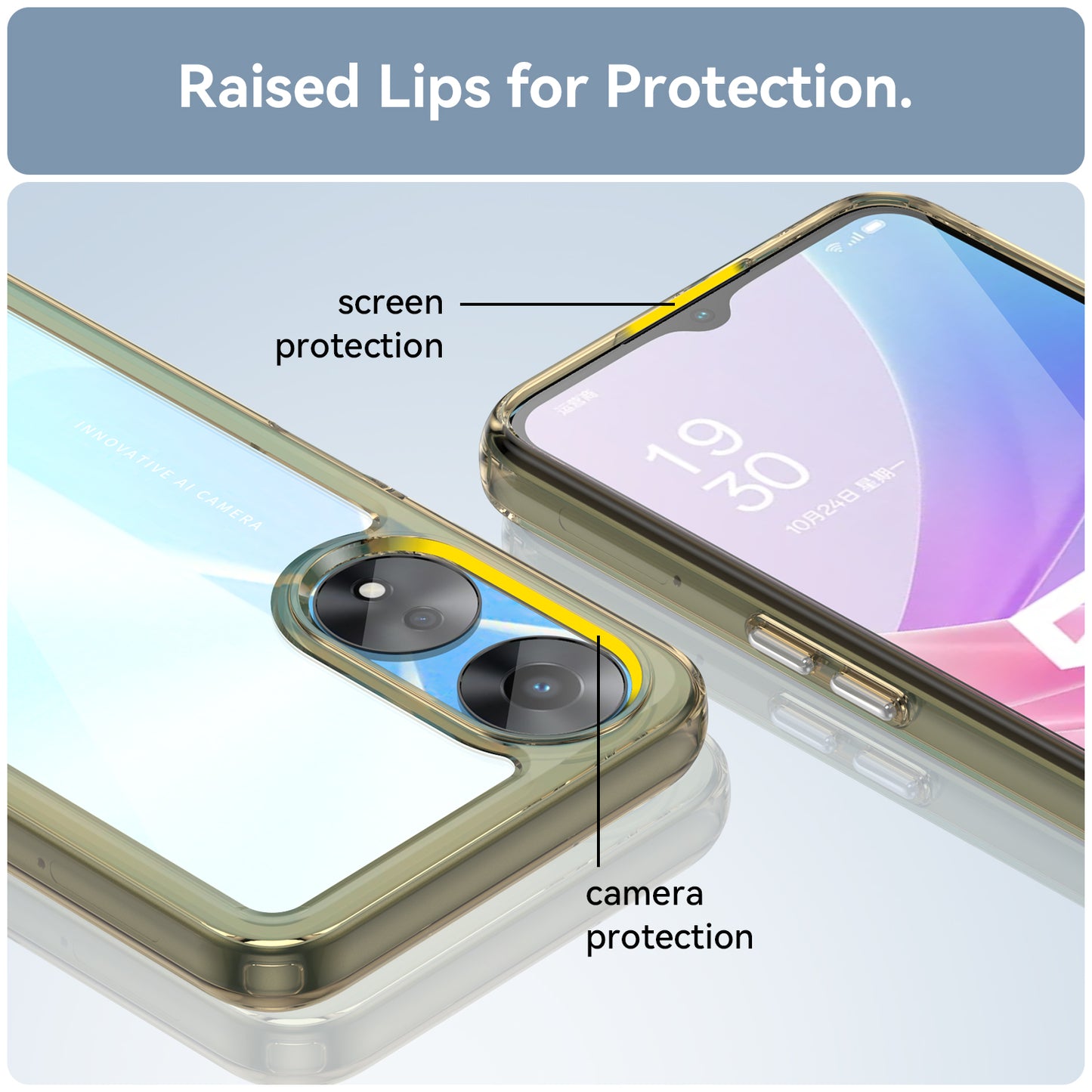 Cell Phone Shell for Oppo A58 5G , Anti-Dust TPU+Acrylic Phone Case Protective Cover