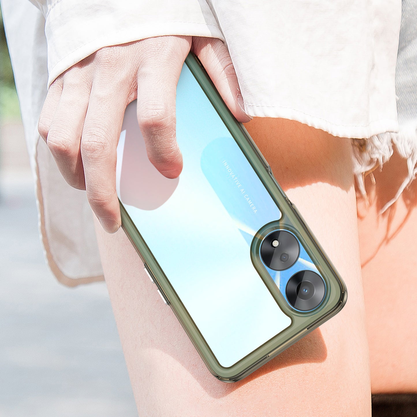 Cell Phone Shell for Oppo A58 5G , Anti-Dust TPU+Acrylic Phone Case Protective Cover