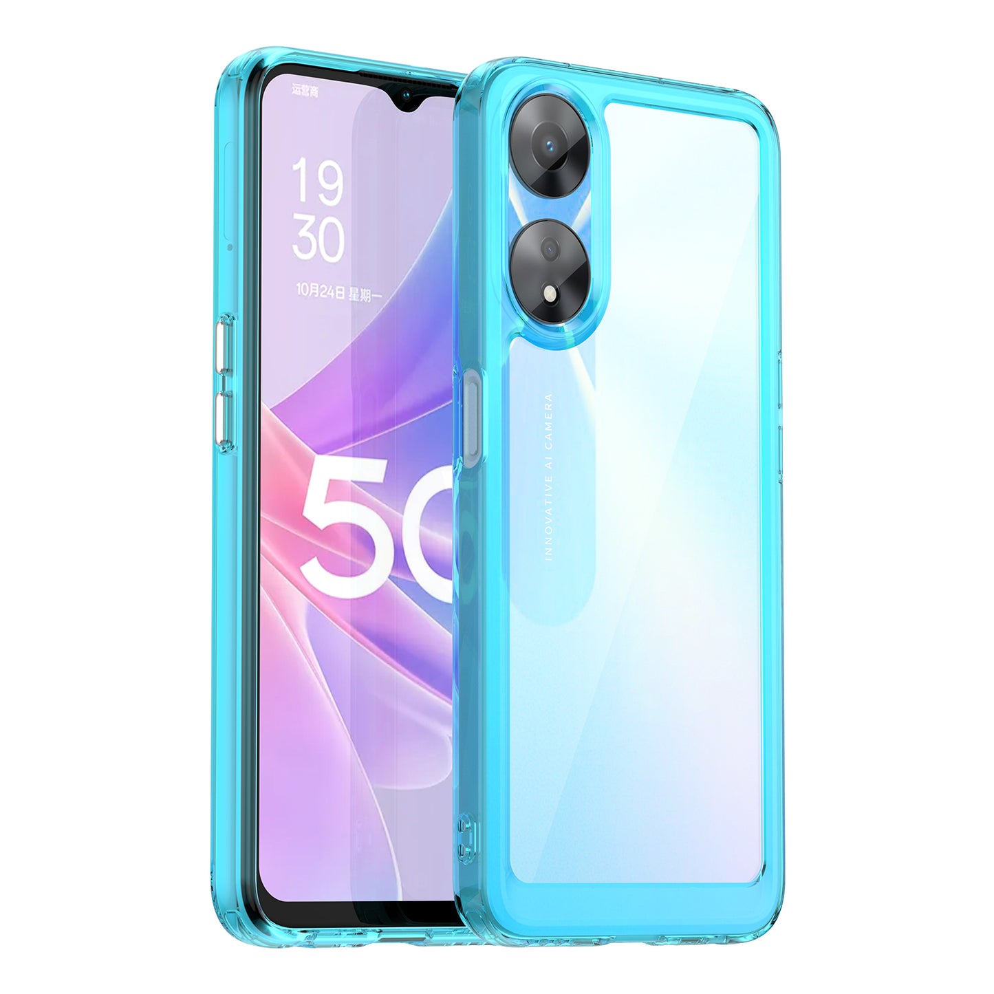 Cell Phone Shell for Oppo A58 5G , Anti-Dust TPU+Acrylic Phone Case Protective Cover
