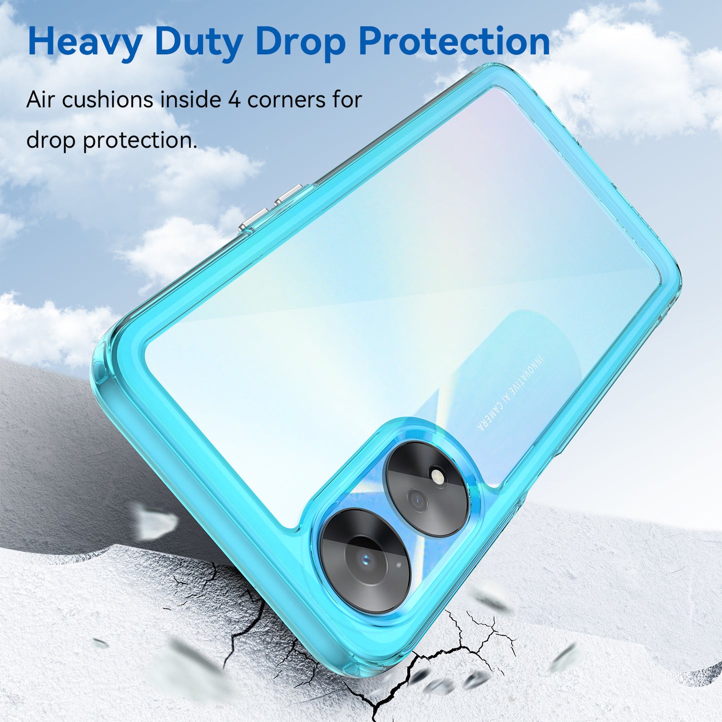 Cell Phone Shell for Oppo A58 5G , Anti-Dust TPU+Acrylic Phone Case Protective Cover