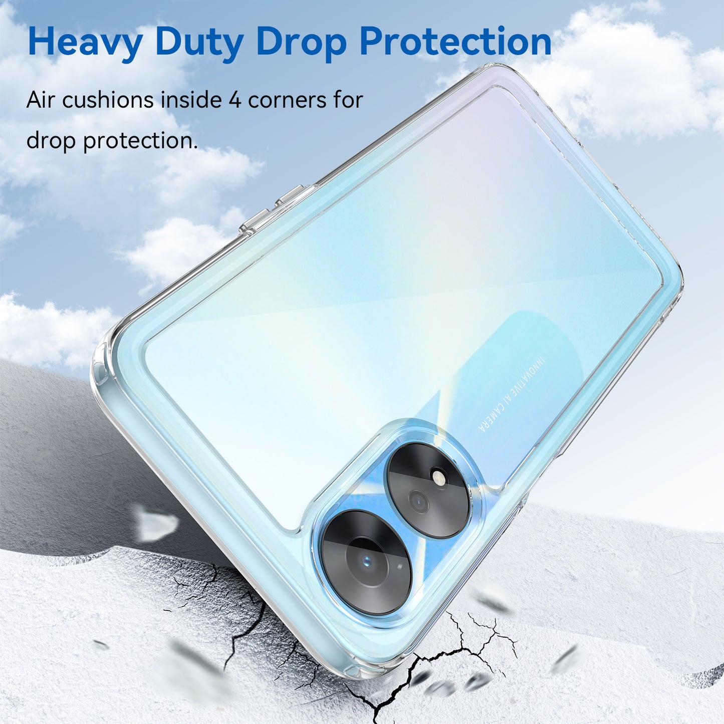 Cell Phone Shell for Oppo A58 5G , Anti-Dust TPU+Acrylic Phone Case Protective Cover