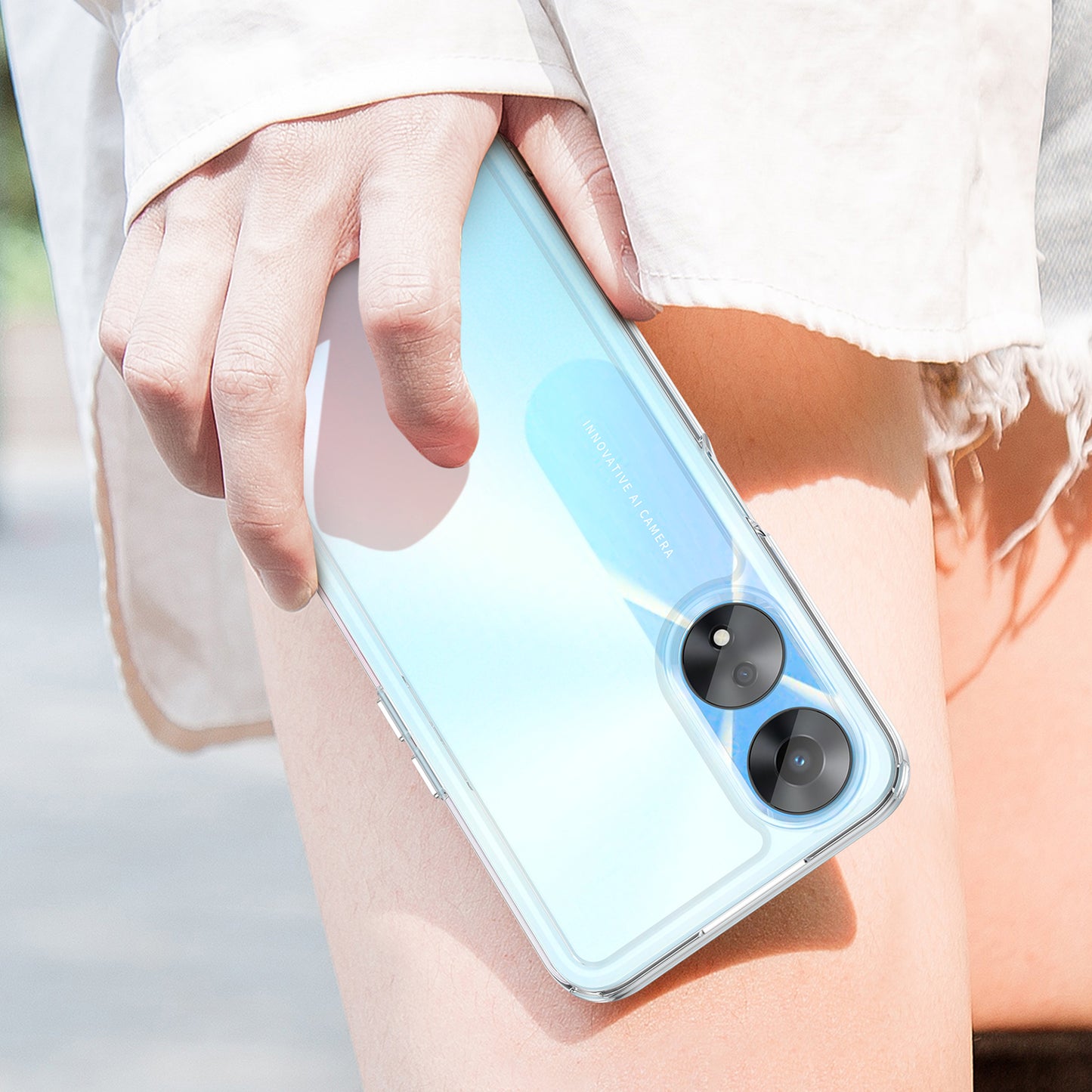 Cell Phone Shell for Oppo A58 5G , Anti-Dust TPU+Acrylic Phone Case Protective Cover