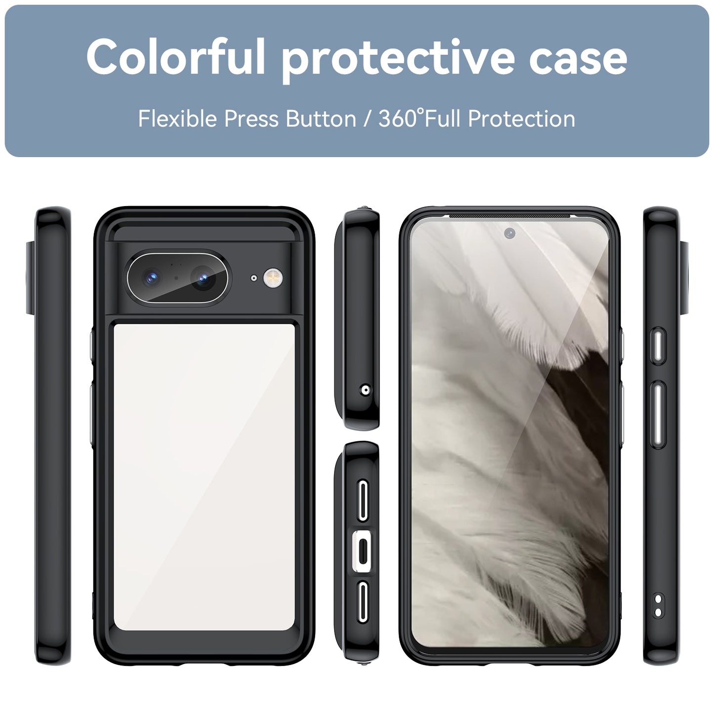 For Google Pixel 8 Flexible TPU+Hard Acrylic Phone Case Anti-Scratch Cell Phone Shell Cover