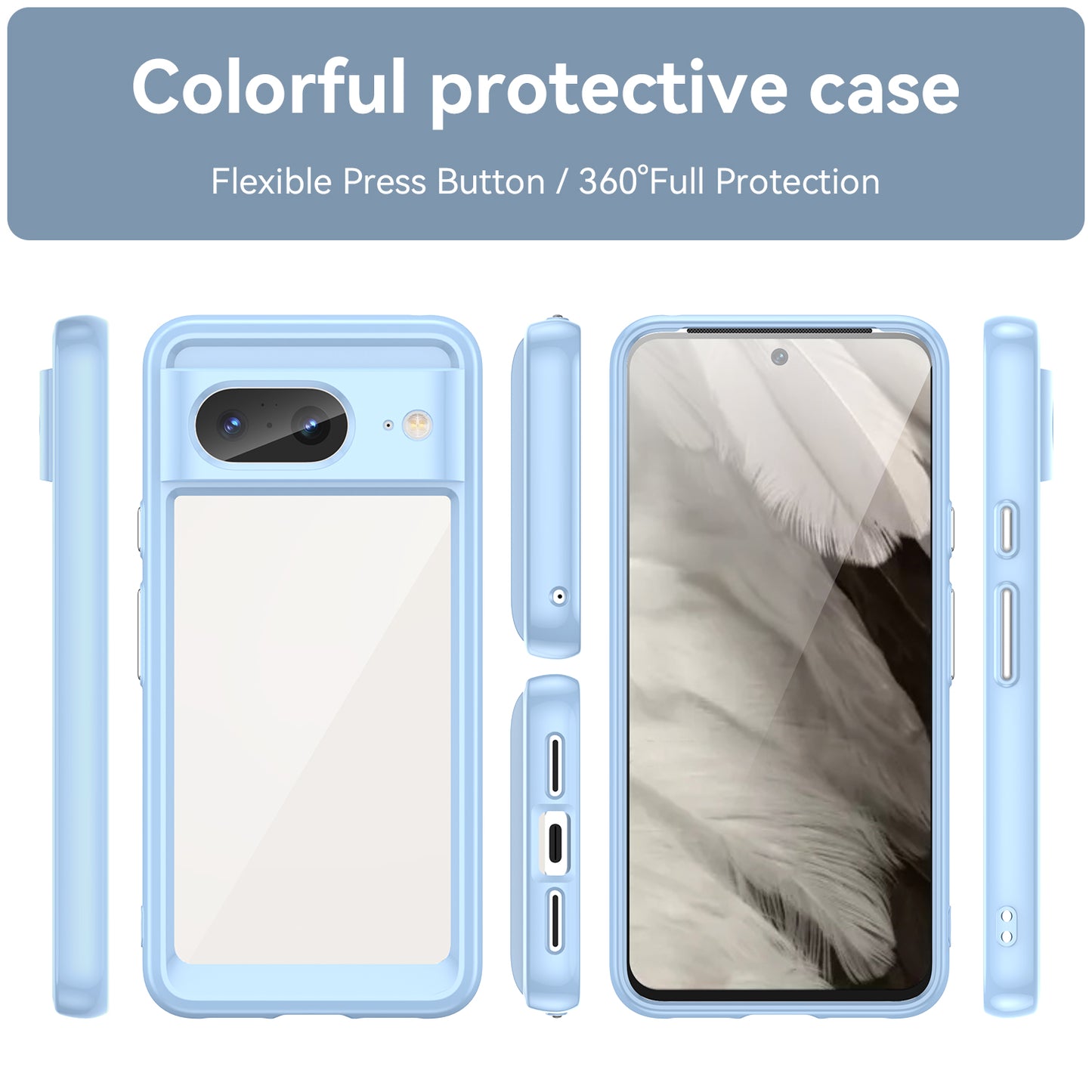 For Google Pixel 8 Flexible TPU+Hard Acrylic Phone Case Anti-Scratch Cell Phone Shell Cover