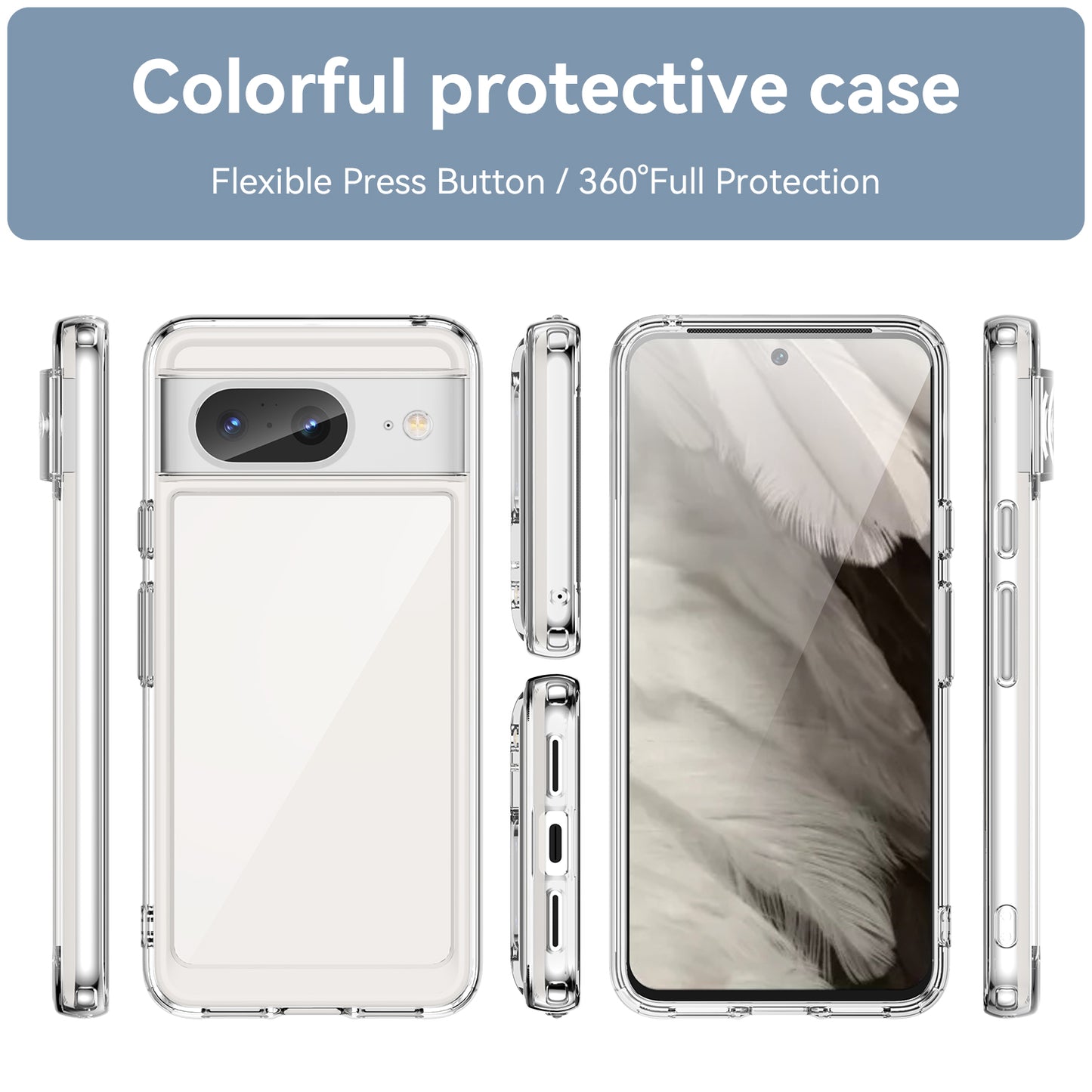 For Google Pixel 8 Flexible TPU+Hard Acrylic Phone Case Anti-Scratch Cell Phone Shell Cover