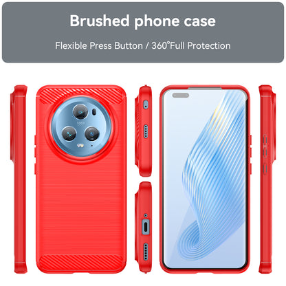 Flexible TPU Phone Case for Honor Magic5 Pro , Brushed Carbon Fiber Texture Dustproof Phone Cover
