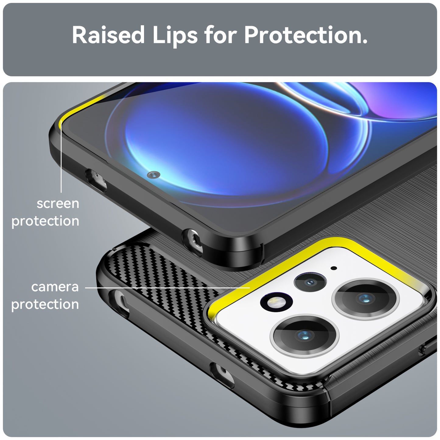 For Xiaomi Redmi Note 12 4G TPU Phone Cover Brushed Carbon Fiber Texture Drop Protection Phone Case