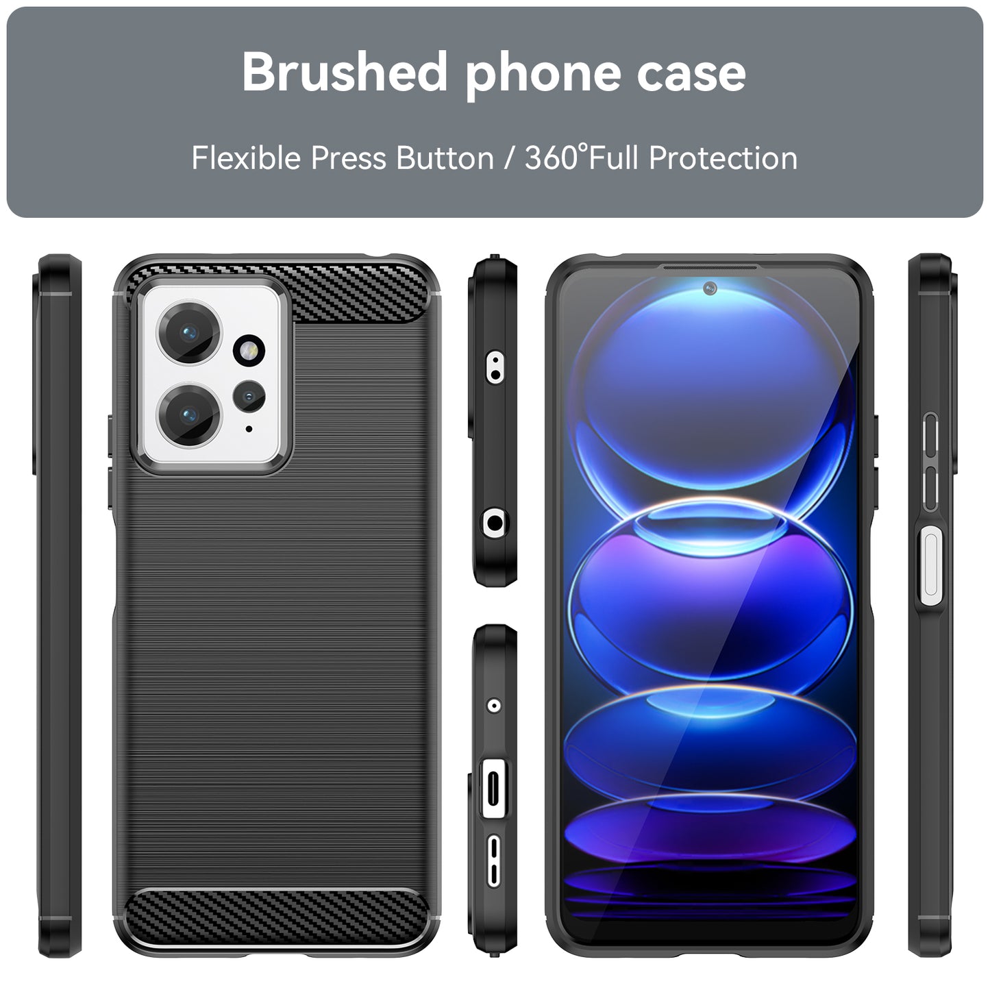 For Xiaomi Redmi Note 12 4G TPU Phone Cover Brushed Carbon Fiber Texture Drop Protection Phone Case