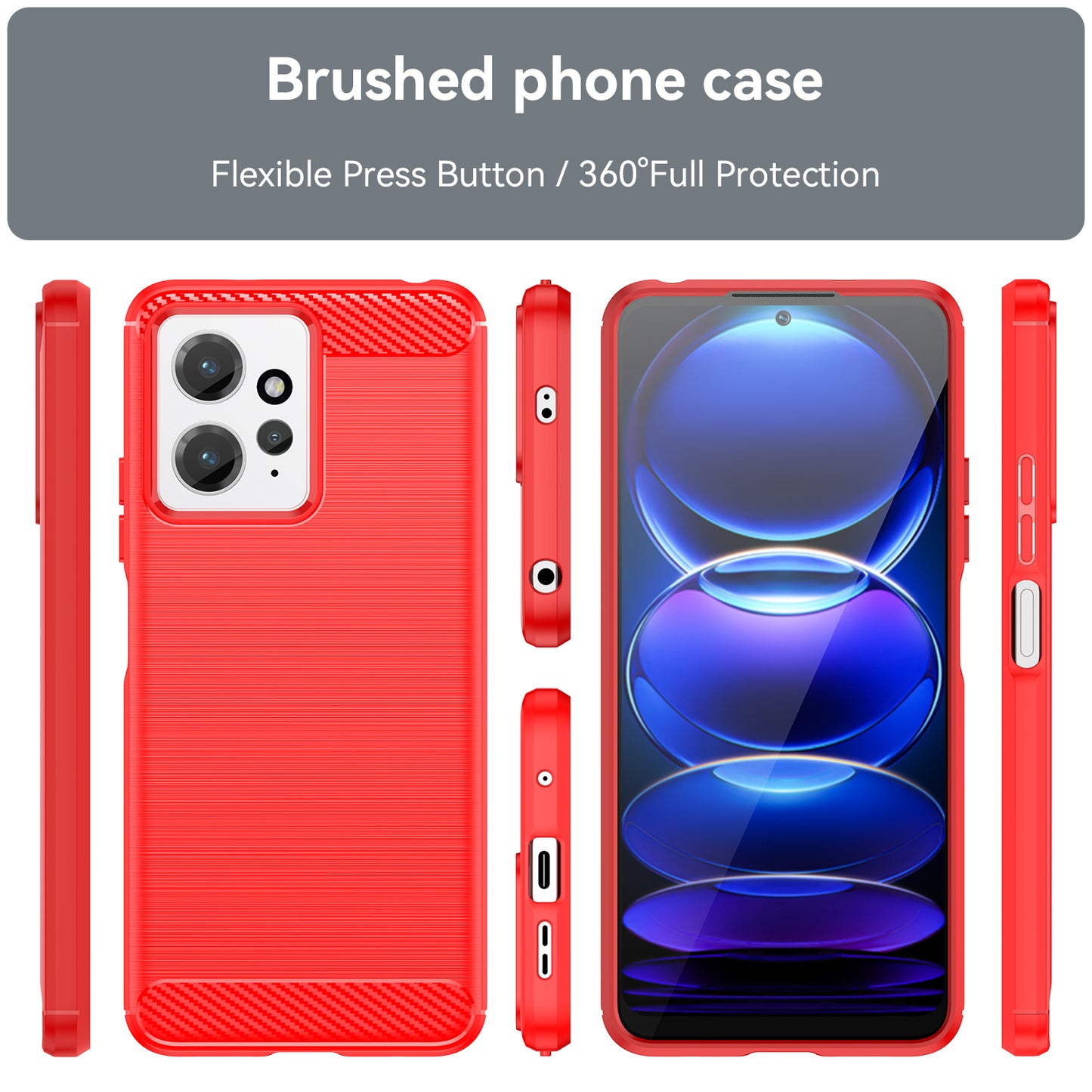 For Xiaomi Redmi Note 12 4G TPU Phone Cover Brushed Carbon Fiber Texture Drop Protection Phone Case
