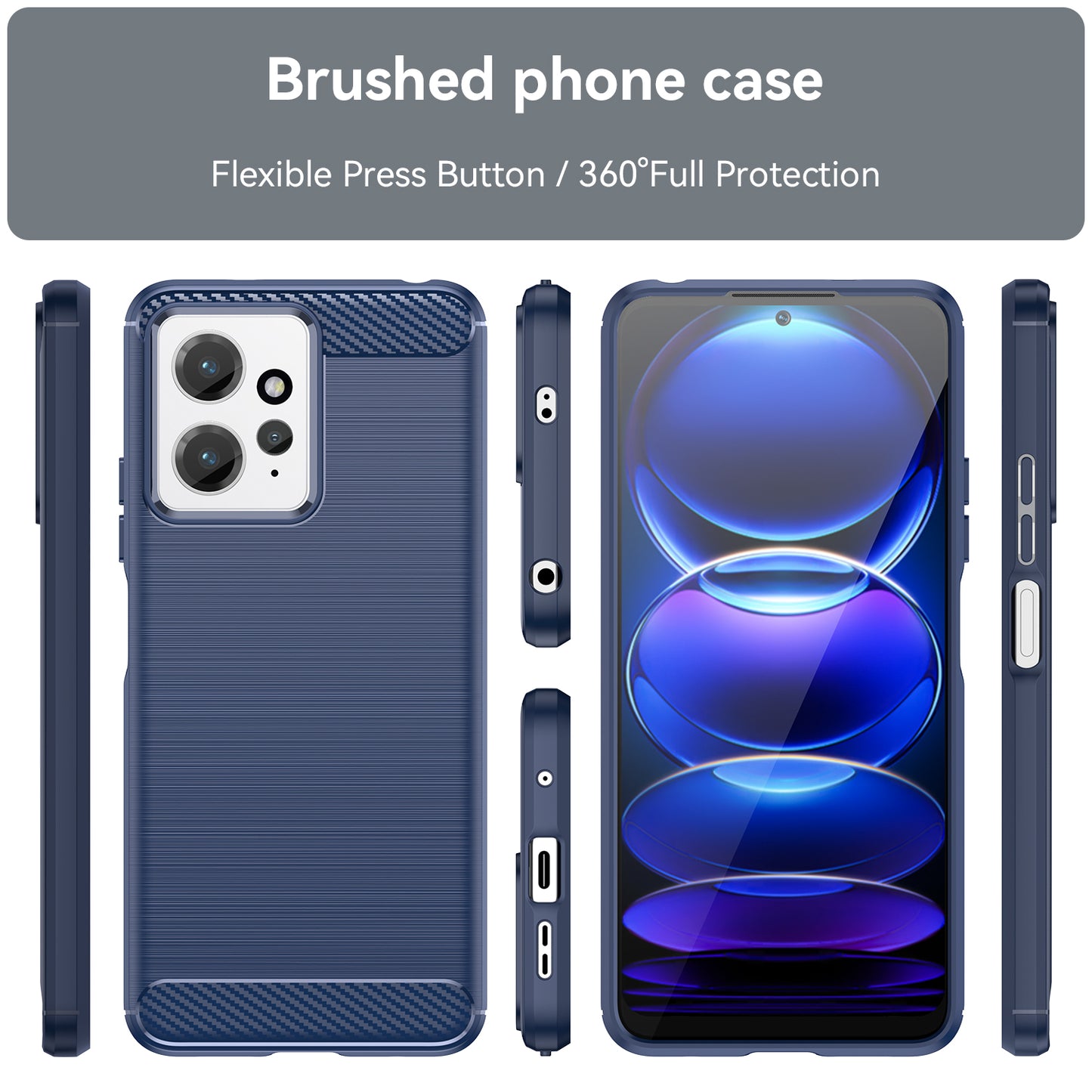 For Xiaomi Redmi Note 12 4G TPU Phone Cover Brushed Carbon Fiber Texture Drop Protection Phone Case