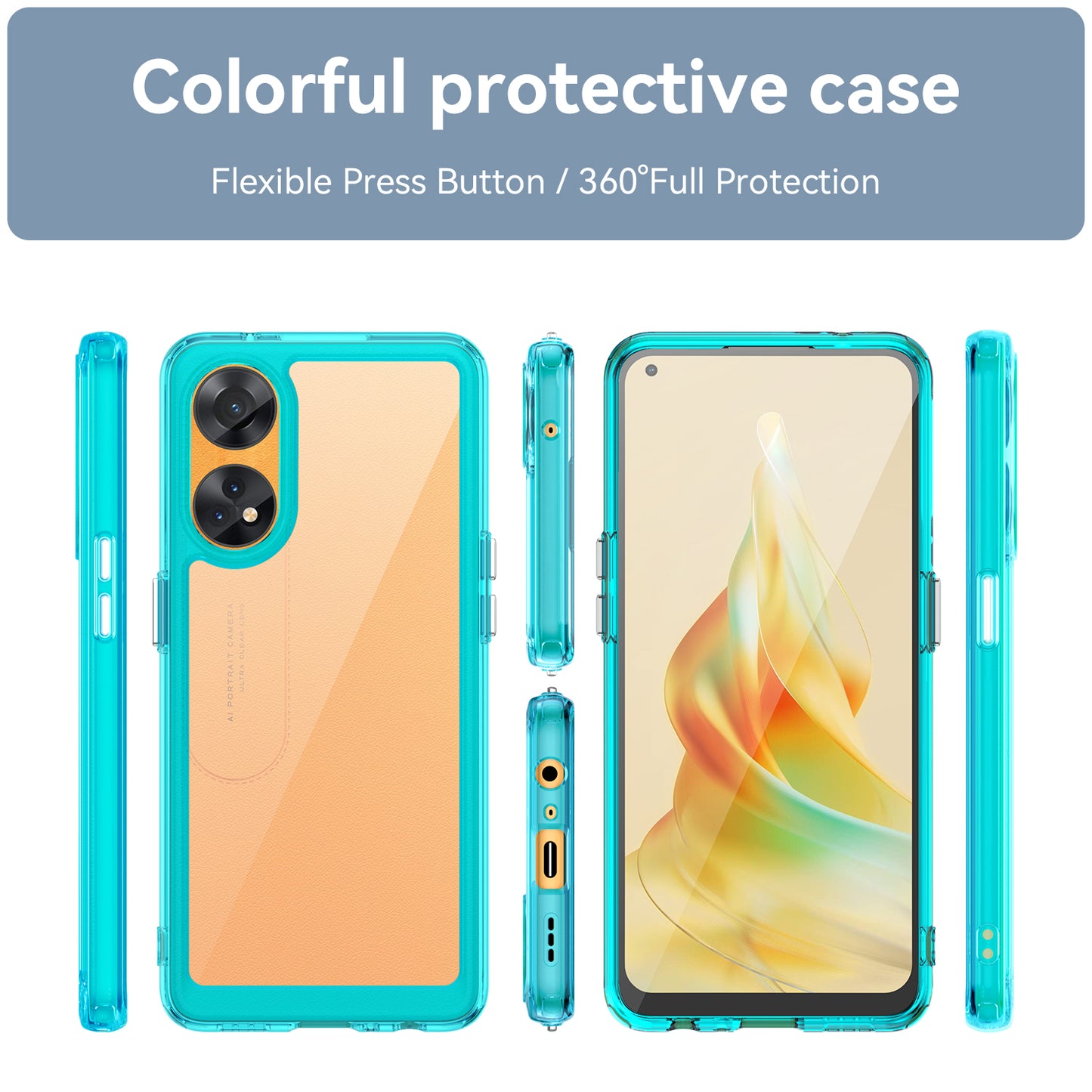 Slim-Fit Phone Cover for Oppo Reno8 T 4G , Phone Protector Anti-Dust TPU+Acrylic Cover
