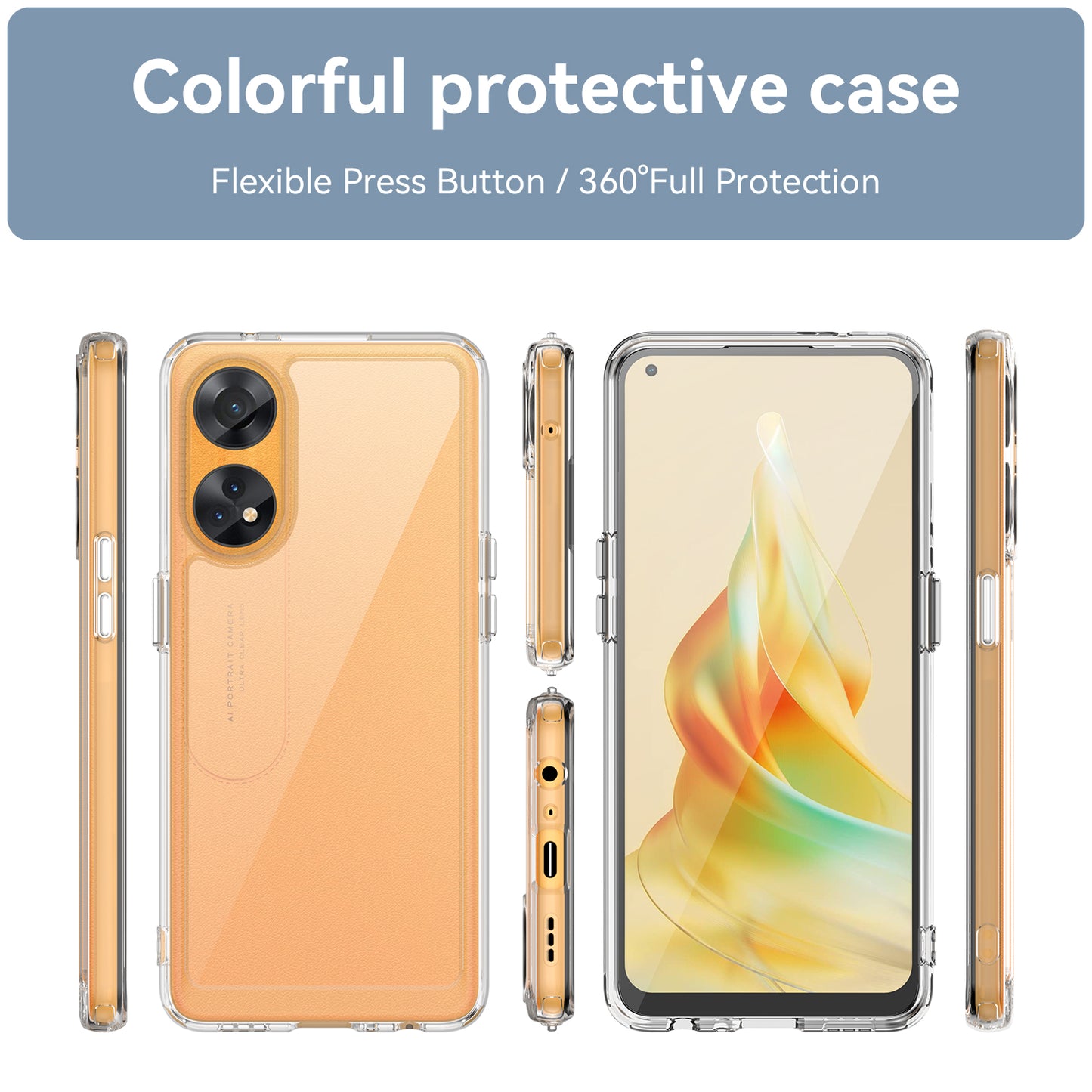 Slim-Fit Phone Cover for Oppo Reno8 T 4G , Phone Protector Anti-Dust TPU+Acrylic Cover