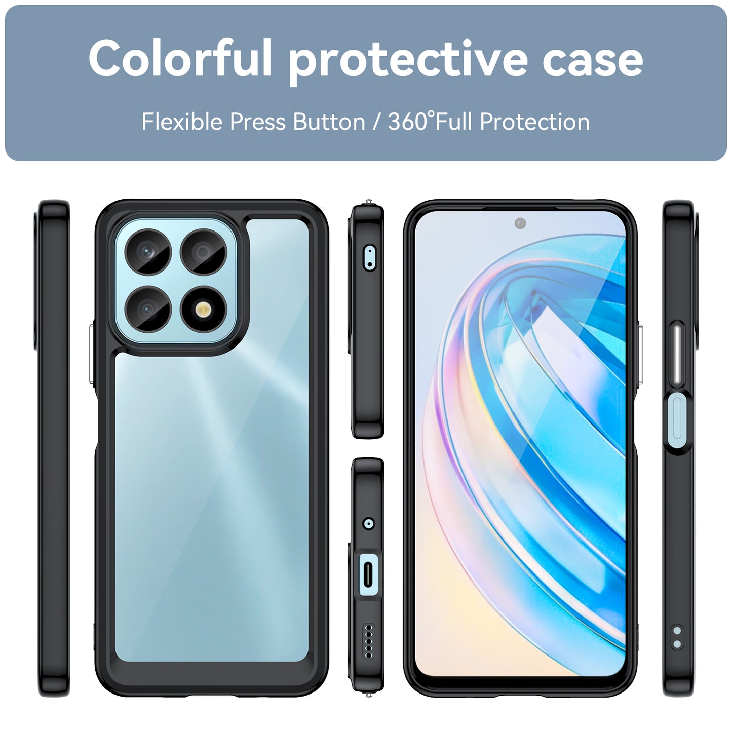 Phone Case for Honor X8a 4G , Acrylic+TPU Cell Phone Shell Protective Cover