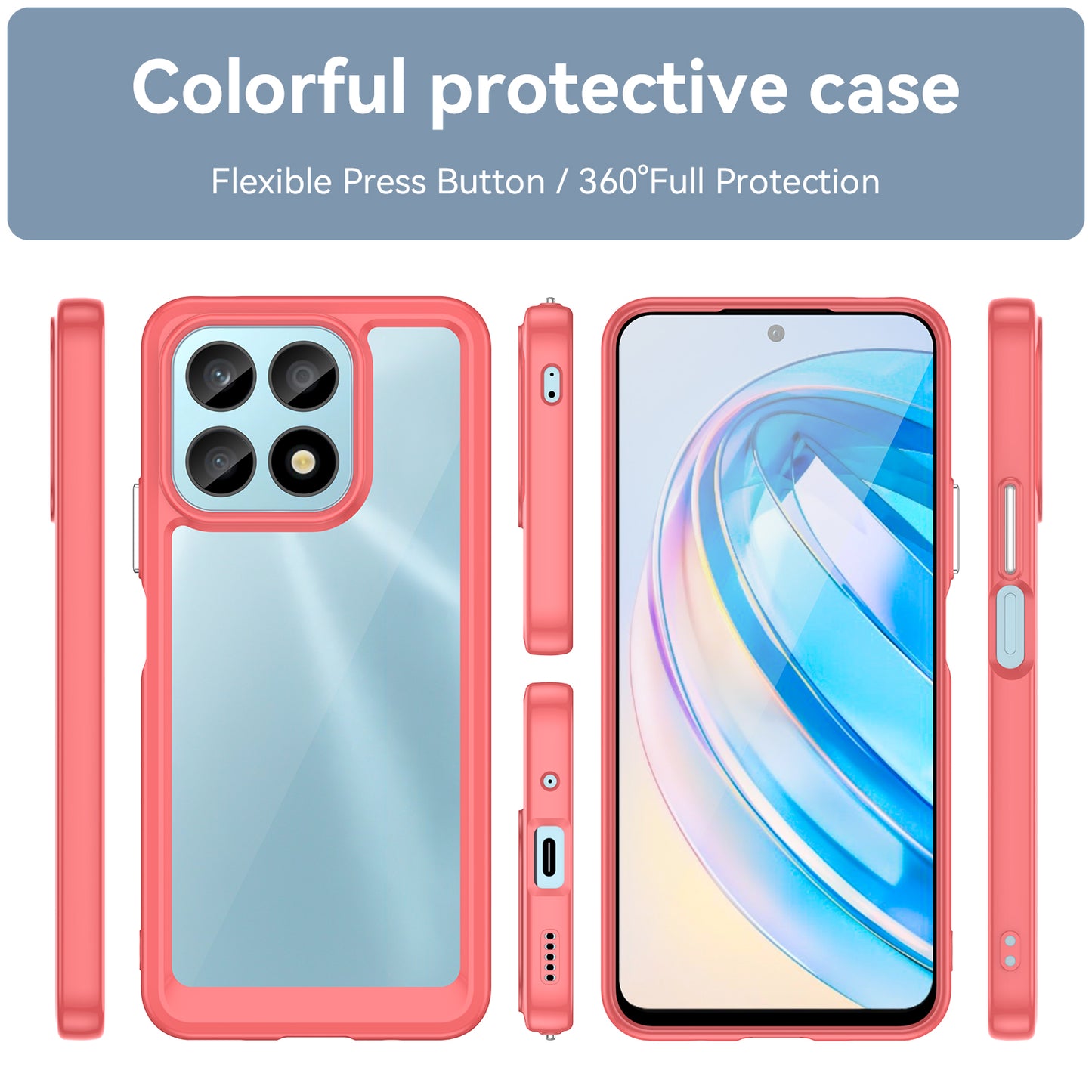 Phone Case for Honor X8a 4G , Acrylic+TPU Cell Phone Shell Protective Cover