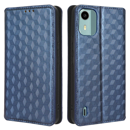 For Nokia C12 4G / C12 Pro / C12 Plus PU Leather Phone Case Rhombus Imprinted Wallet Stand Flip Cover
