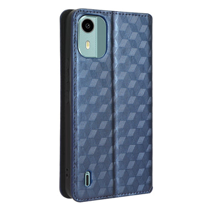 For Nokia C12 4G / C12 Pro / C12 Plus PU Leather Phone Case Rhombus Imprinted Wallet Stand Flip Cover