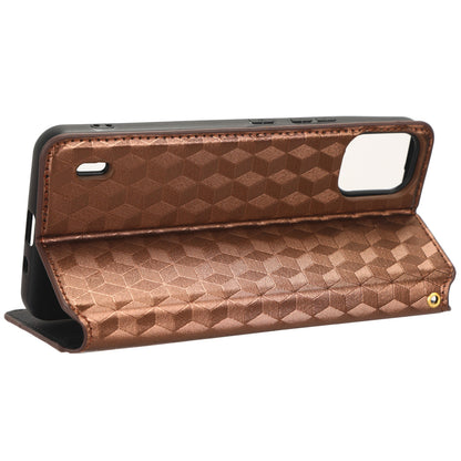 For Nokia C12 4G / C12 Pro / C12 Plus PU Leather Phone Case Rhombus Imprinted Wallet Stand Flip Cover