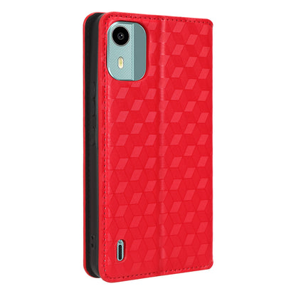 For Nokia C12 4G / C12 Pro / C12 Plus PU Leather Phone Case Rhombus Imprinted Wallet Stand Flip Cover