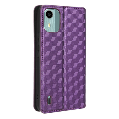 For Nokia C12 4G / C12 Pro / C12 Plus PU Leather Phone Case Rhombus Imprinted Wallet Stand Flip Cover