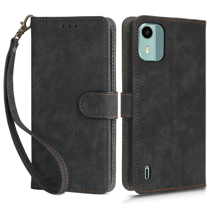 PU Leather Case for Nokia C12 4G / C12 Pro / C12 Plus RFID Blocking Wallet Stand Phone Protective Cover with Strap