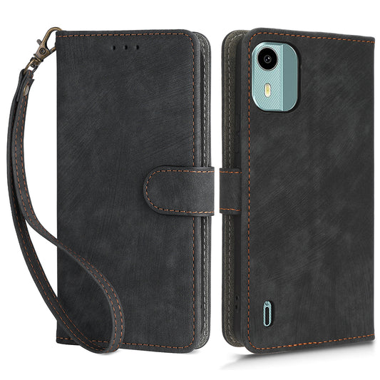 PU Leather Case for Nokia C12 4G / C12 Pro / C12 Plus RFID Blocking Wallet Stand Phone Protective Cover with Strap