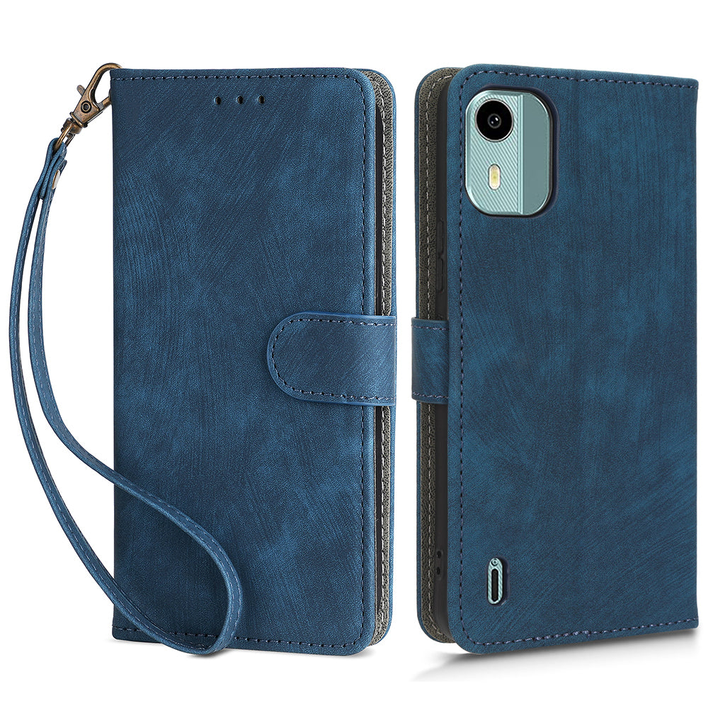 PU Leather Case for Nokia C12 4G / C12 Pro / C12 Plus RFID Blocking Wallet Stand Phone Protective Cover with Strap