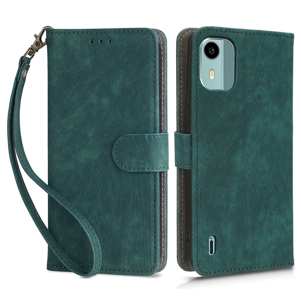 PU Leather Case for Nokia C12 4G / C12 Pro / C12 Plus RFID Blocking Wallet Stand Phone Protective Cover with Strap