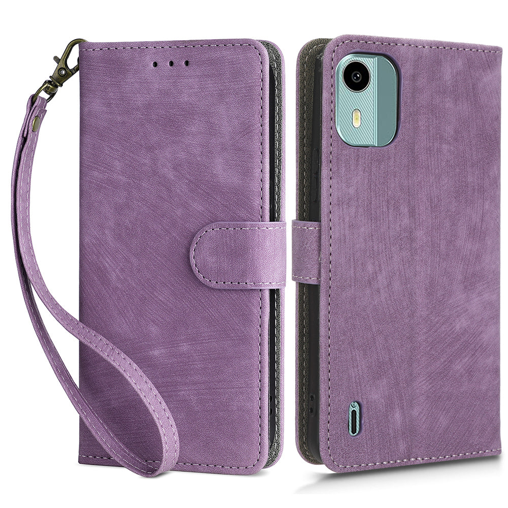PU Leather Case for Nokia C12 4G / C12 Pro / C12 Plus RFID Blocking Wallet Stand Phone Protective Cover with Strap