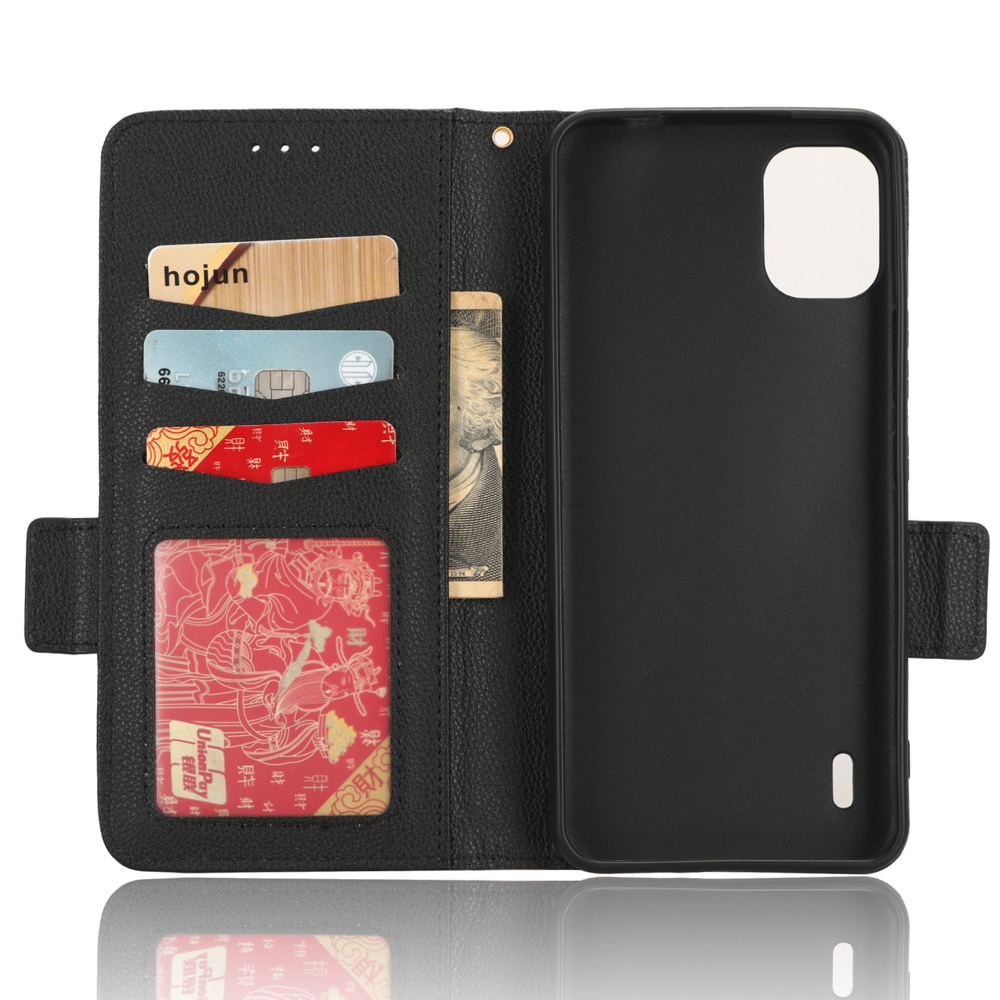 Wallet Case for Nokia C12 4G / C12 Pro / C12 Plus PU Leather Litchi Texture Flip Stand Phone Cover with Strap