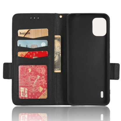 Wallet Case for Nokia C12 4G / C12 Pro / C12 Plus PU Leather Litchi Texture Flip Stand Phone Cover with Strap