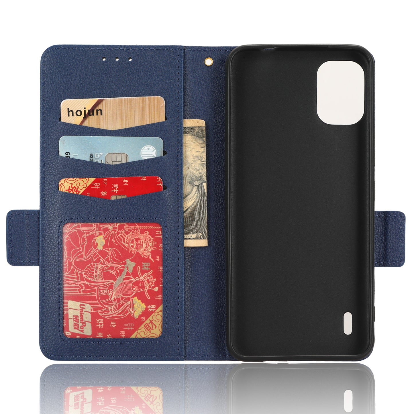 Wallet Case for Nokia C12 4G / C12 Pro / C12 Plus PU Leather Litchi Texture Flip Stand Phone Cover with Strap