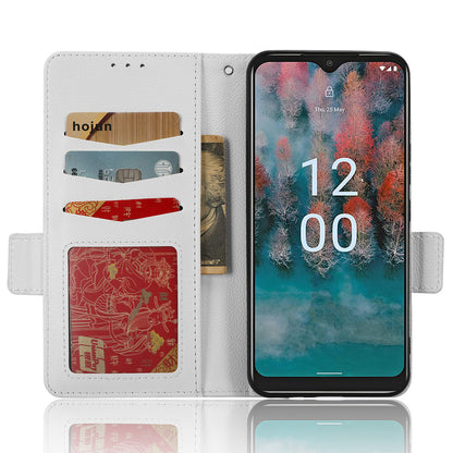 Wallet Case for Nokia C12 4G / C12 Pro / C12 Plus PU Leather Litchi Texture Flip Stand Phone Cover with Strap