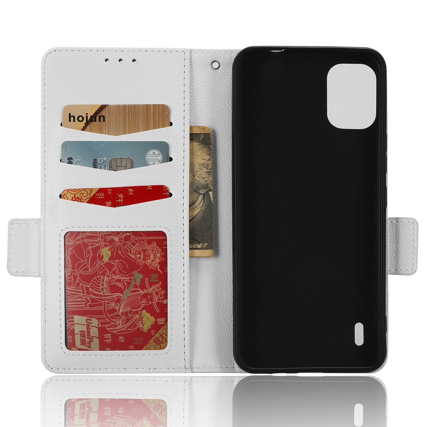 Wallet Case for Nokia C12 4G / C12 Pro / C12 Plus PU Leather Litchi Texture Flip Stand Phone Cover with Strap