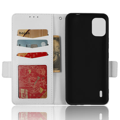 Wallet Case for Nokia C12 4G / C12 Pro / C12 Plus PU Leather Litchi Texture Flip Stand Phone Cover with Strap