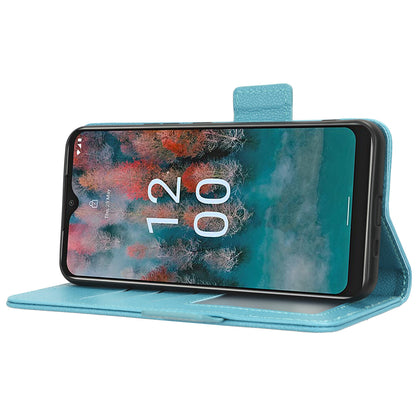 Wallet Case for Nokia C12 4G / C12 Pro / C12 Plus PU Leather Litchi Texture Flip Stand Phone Cover with Strap