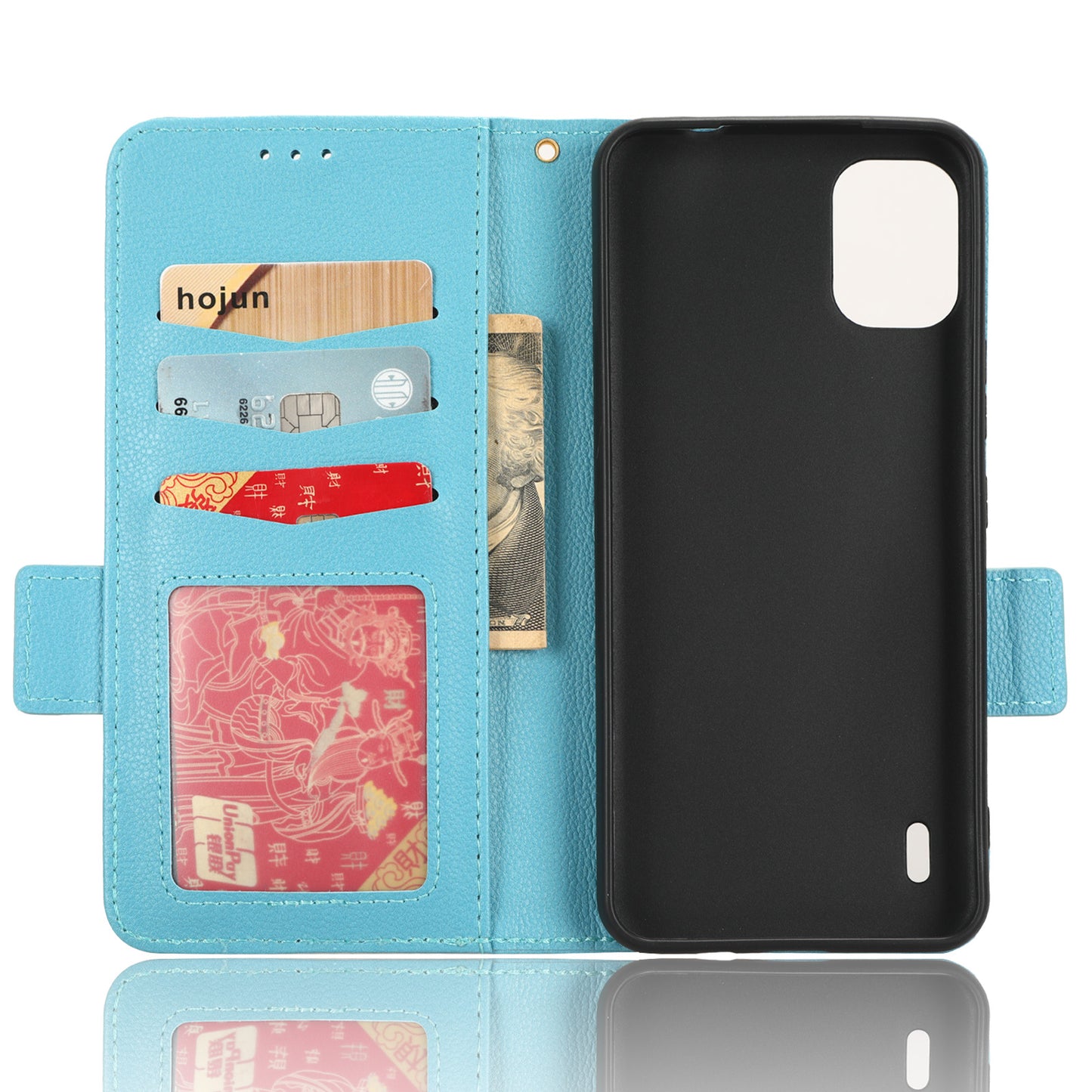 Wallet Case for Nokia C12 4G / C12 Pro / C12 Plus PU Leather Litchi Texture Flip Stand Phone Cover with Strap