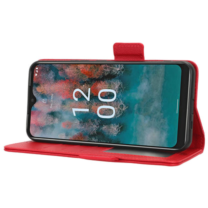 Wallet Case for Nokia C12 4G / C12 Pro / C12 Plus PU Leather Litchi Texture Flip Stand Phone Cover with Strap