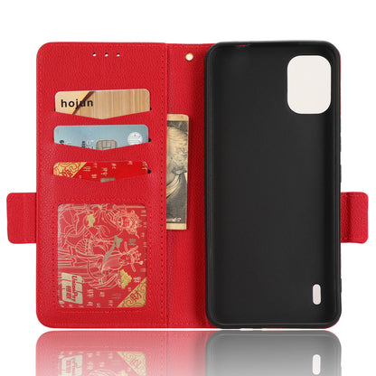 Wallet Case for Nokia C12 4G / C12 Pro / C12 Plus PU Leather Litchi Texture Flip Stand Phone Cover with Strap