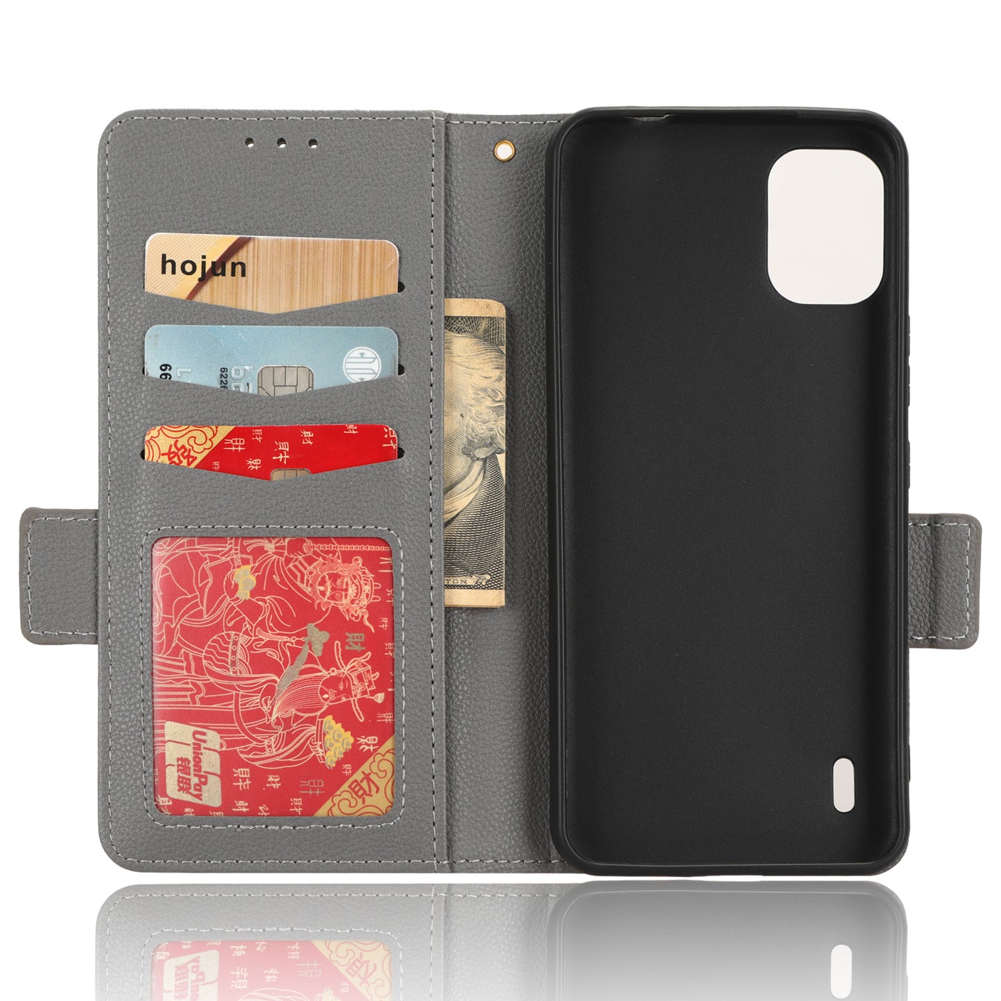 Wallet Case for Nokia C12 4G / C12 Pro / C12 Plus PU Leather Litchi Texture Flip Stand Phone Cover with Strap