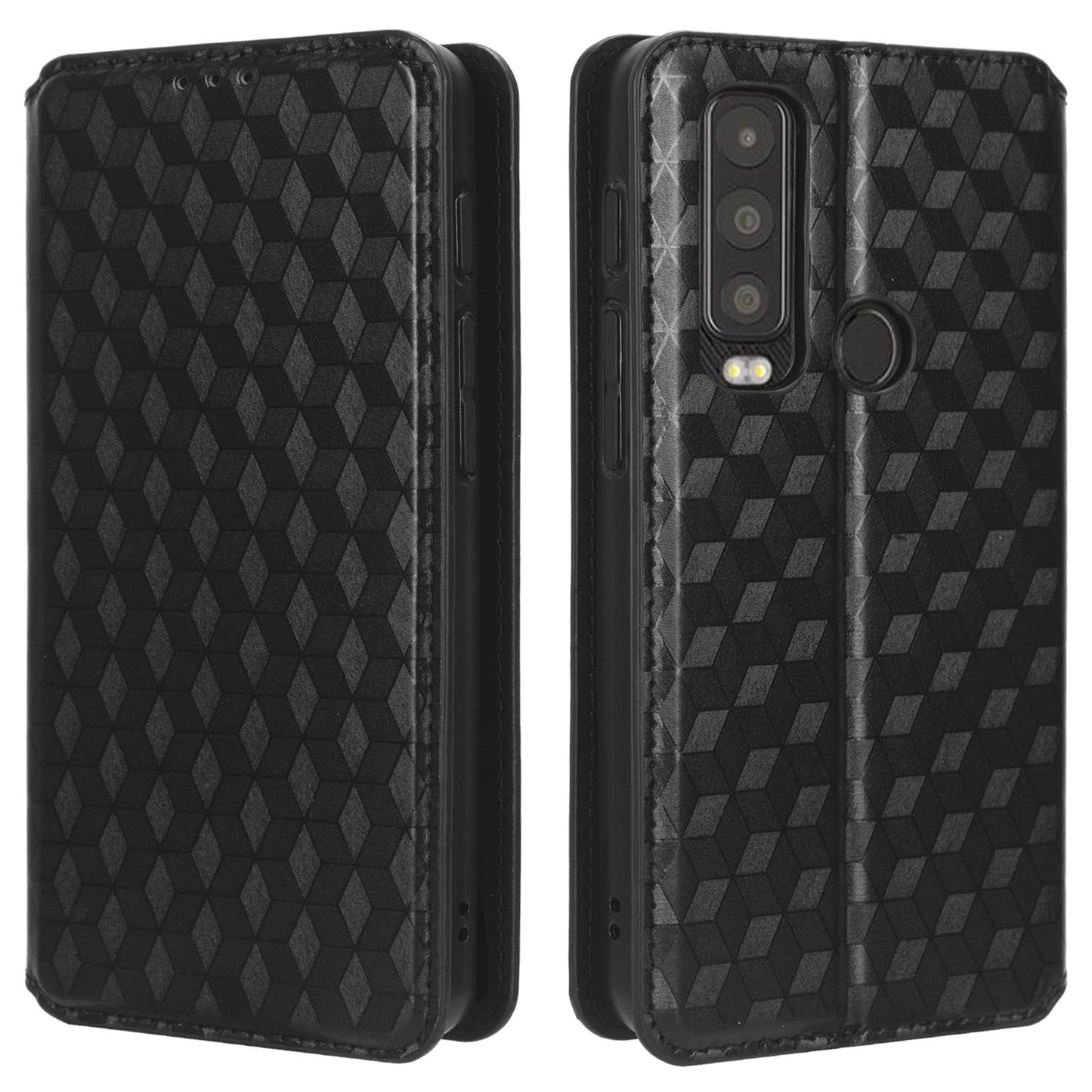 For Motorola Defy 2 5G / Cat S75 5G Rhombus Imprinted PU Leather Phone Case Wallet Stand Flip Cover