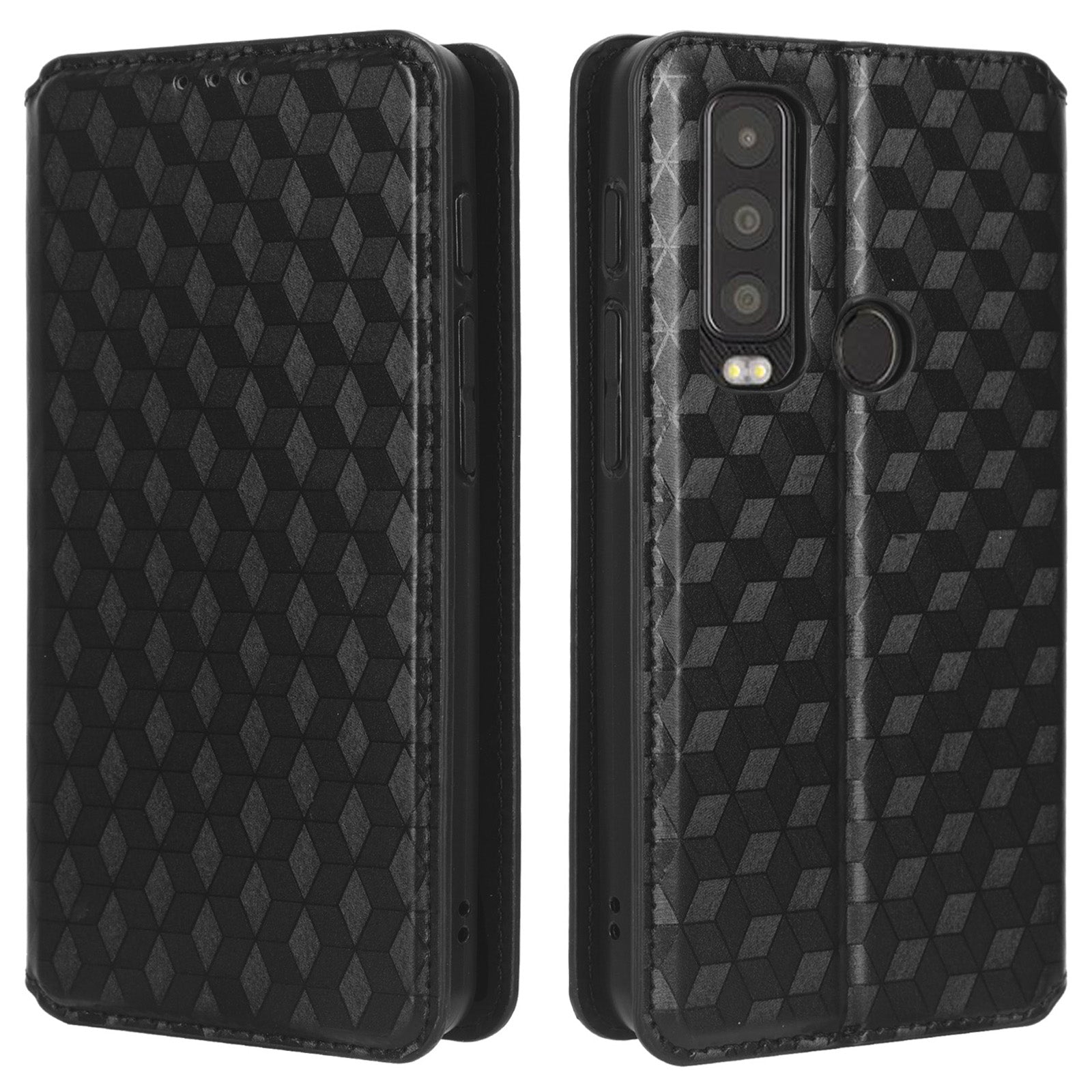 For Motorola Defy 2 5G / Cat S75 5G Rhombus Imprinted PU Leather Phone Case Wallet Stand Flip Cover