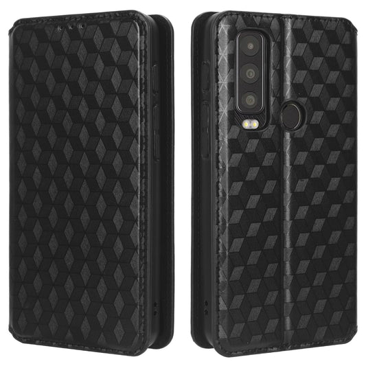 For Motorola Defy 2 5G / Cat S75 5G Rhombus Imprinted PU Leather Phone Case Wallet Stand Flip Cover