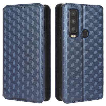 For Motorola Defy 2 5G / Cat S75 5G Rhombus Imprinted PU Leather Phone Case Wallet Stand Flip Cover